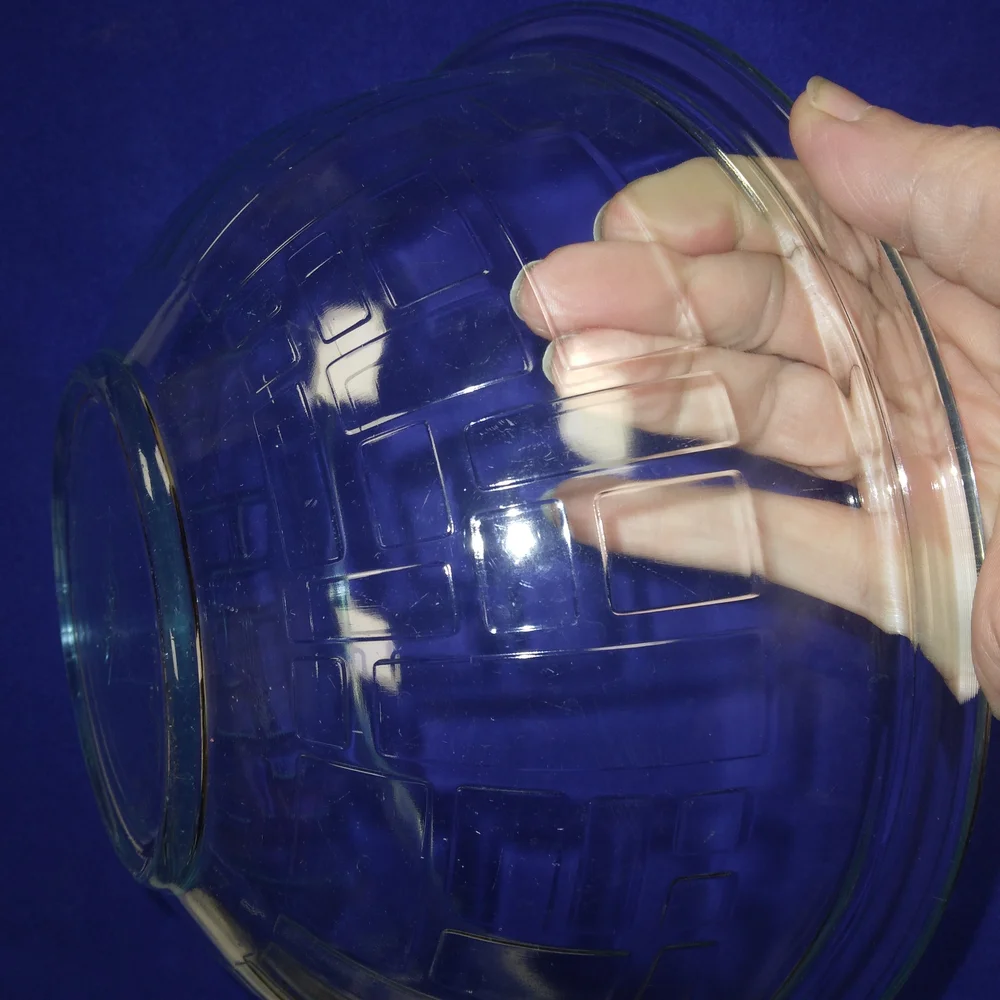 Pyrex Geometric Rectangles 2.5 Quart Clear Mixing Bowl 325 Made In USA.